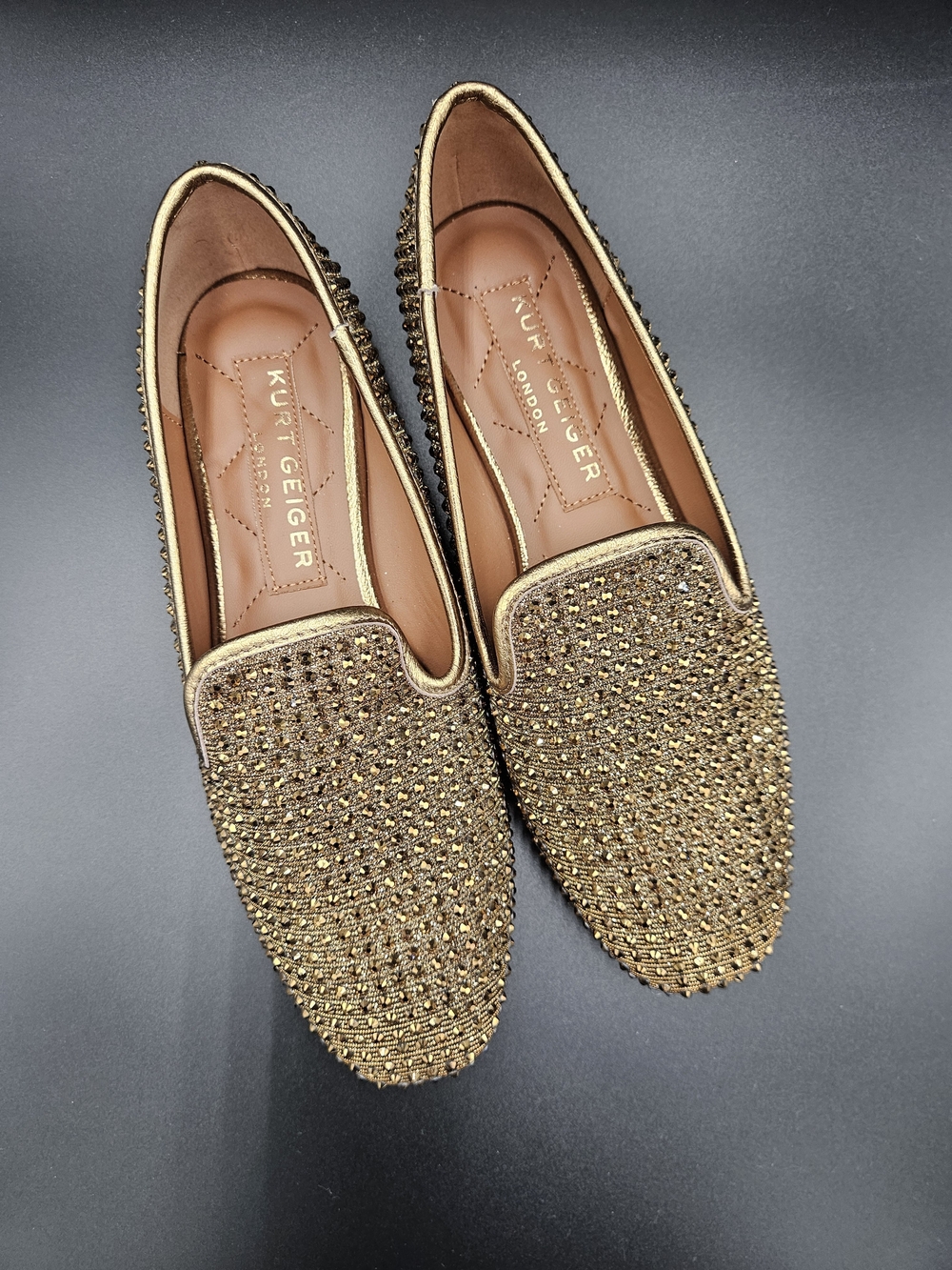 Kurt Geiger Gold Embellished Loafers